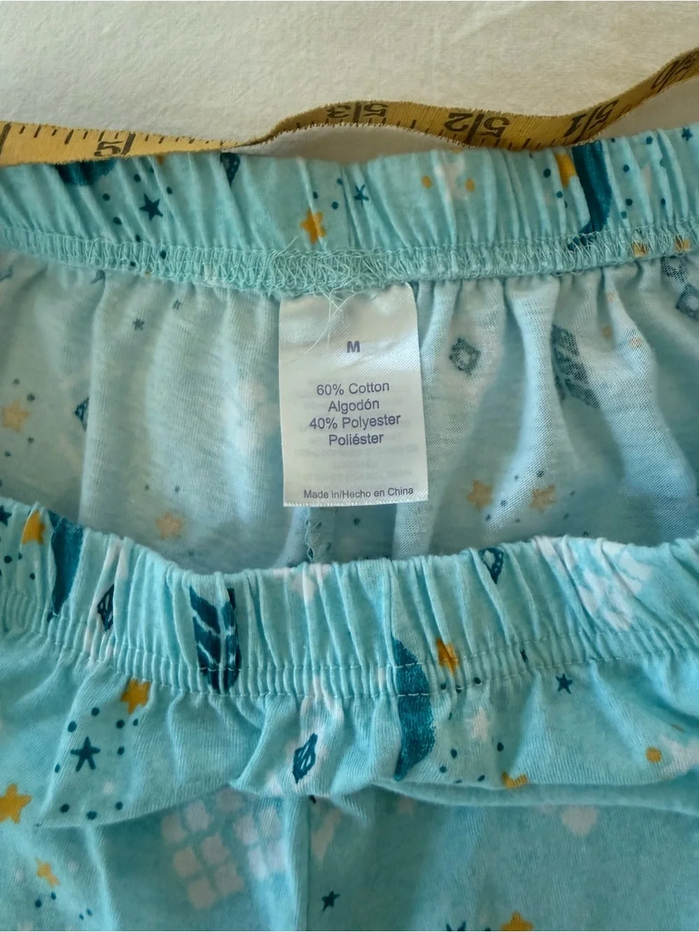 ✨ Pajama Set Blue Moon Stars Short Sleeve Cropped Capri Lounge PJs Size M